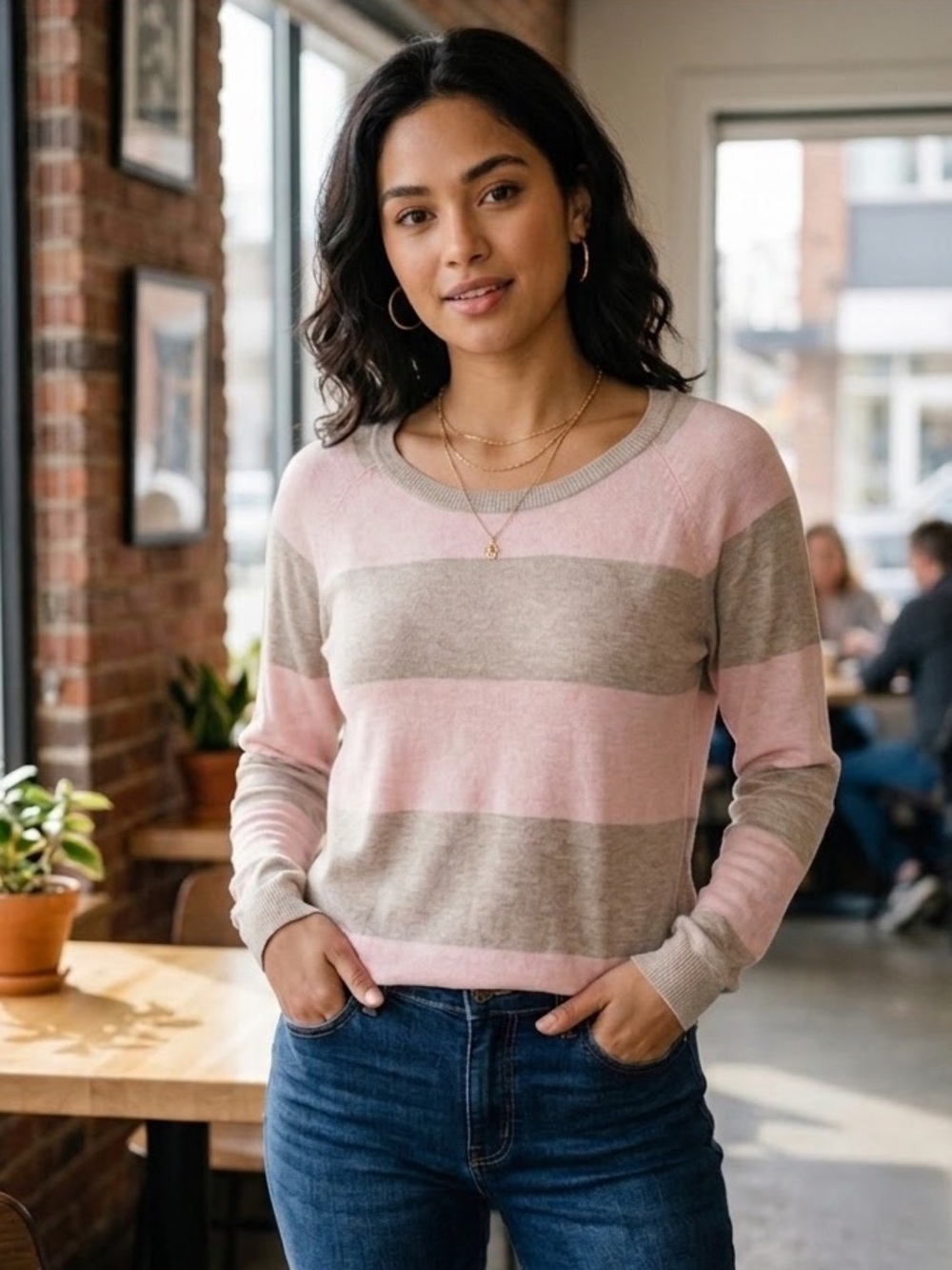 Pink and Gray Lightweight Sweater